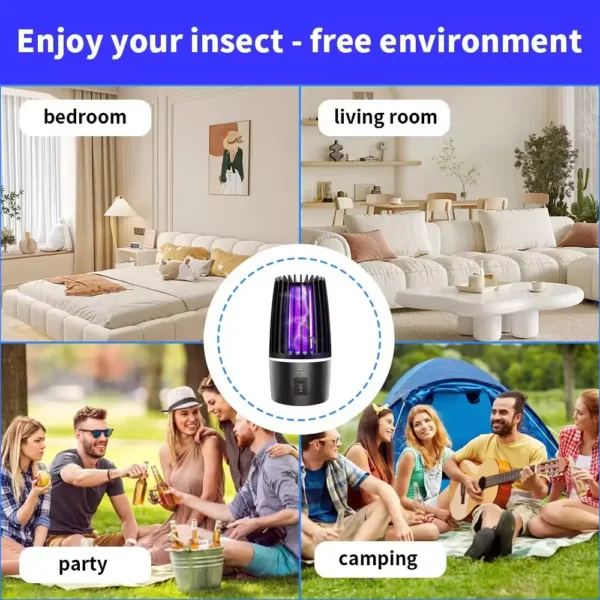 JZ Portable 2 in 1 USB Rechargeable Household Ultrasonic UV light Electric Shock LED Mosquito killer Lamp for Indoor - Image 7