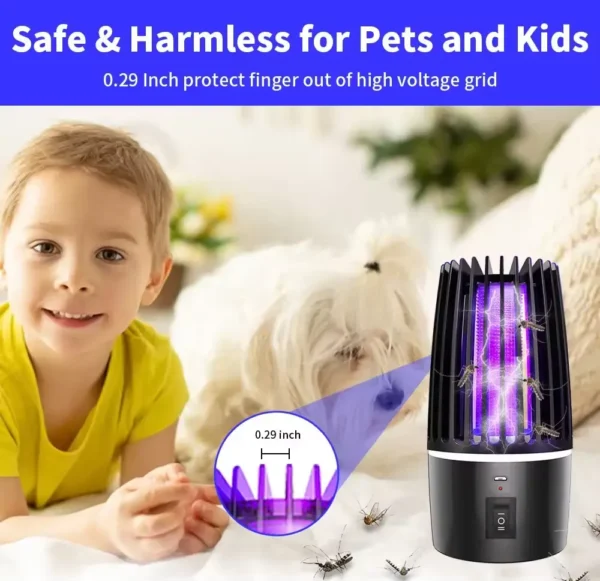 JZ Portable 2 in 1 USB Rechargeable Household Ultrasonic UV light Electric Shock LED Mosquito killer Lamp for Indoor - Image 6