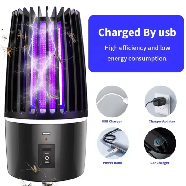 JZ Portable 2 in 1 USB Rechargeable Household Ultrasonic UV light Electric Shock LED Mosquito killer Lamp for Indoor - Image 4