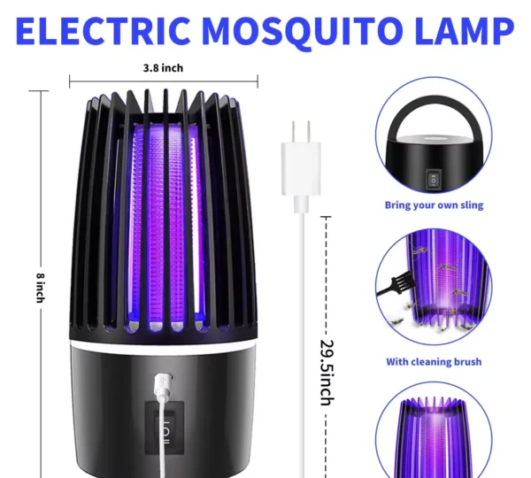 JZ Portable 2 in 1 USB Rechargeable Household Ultrasonic UV light Electric Shock LED Mosquito killer Lamp for Indoor - Image 3