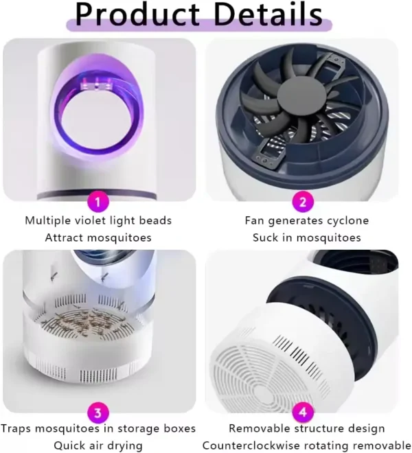 Smart Home USB Electric Mosquito Killer Trap Moth Fly Wasp Led Night Light Lamp Bug Insect Light Killing Pest Zapper Repeller - Image 7