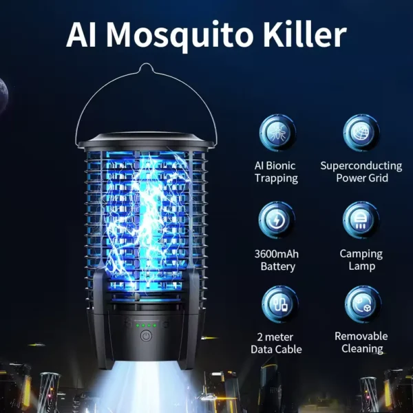New Design 3-In-1 Rechargeable Mosquito Killer Indoor & Outdoor Camping Light Charging Night Light Home Mosquito Catcher Electric Mosquito Killer - Image 3