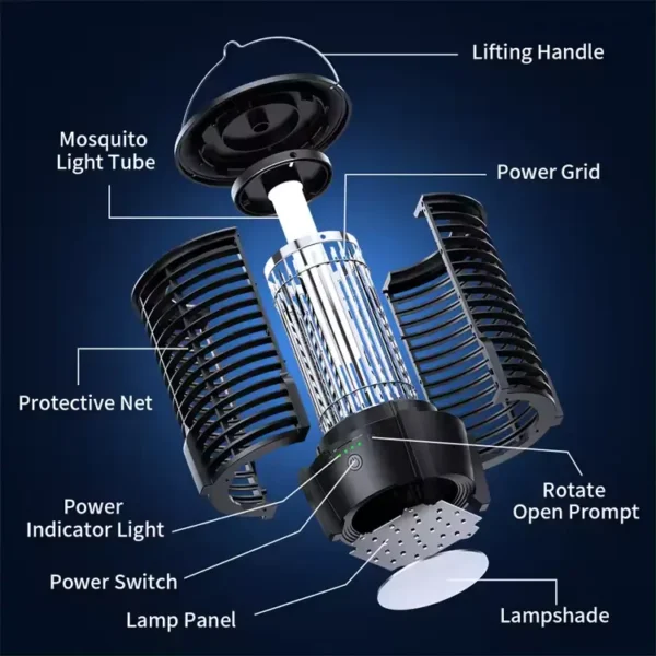 New Design 3-In-1 Rechargeable Mosquito Killer Indoor & Outdoor Camping Light Charging Night Light Home Mosquito Catcher Electric Mosquito Killer - Image 6