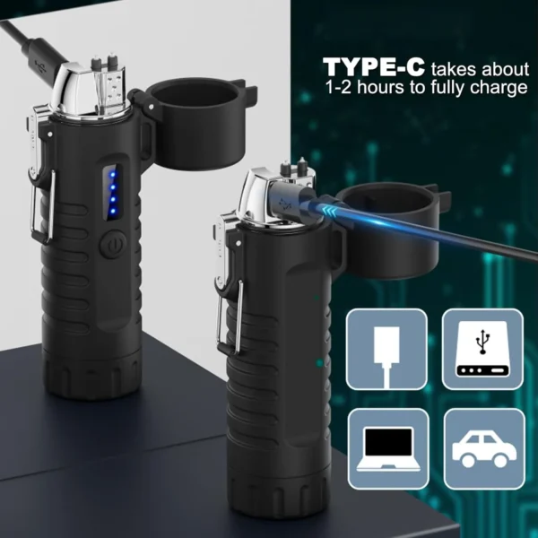 Rechargeable 3 in 1 Powerful Flashlight, Electric Lighter, Plasma Lighter - Image 2