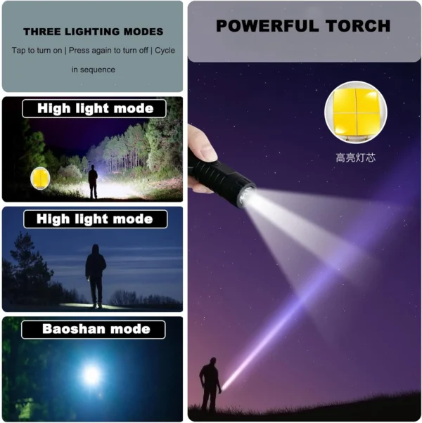 Rechargeable 3 in 1 Powerful Flashlight, Electric Lighter, Plasma Lighter - Image 4
